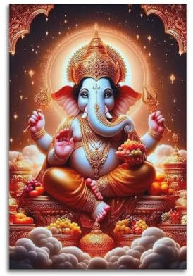 ZSLYMX Buddhistisches Poster mit Ganesha-Bild, Marvel-Poster, dekoratives Gemälde, Leinwand, Wandposter für Schlafzimmer, Dekoration und Kunstdruck, moderne Familie, 20 x 30 cm