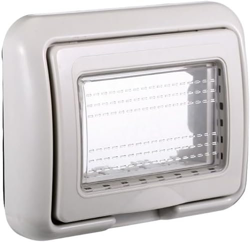 Ixtrima Placca con coperchio e Supporto da esterno Ip55 3 posti (idrobox) compatibile con Bticino Living Light, supporto stagno 3P COLORE Grigio
