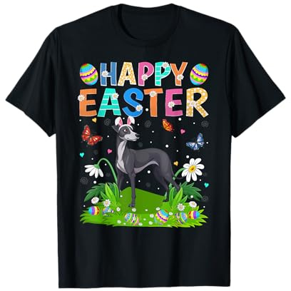 Greyhound Dog Happy Easter Egg Hunt Bunny Ear Easter Sunday T-Shirt