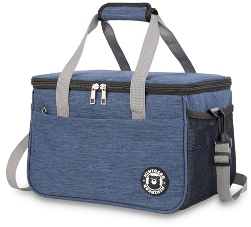 HIHIBEAR Kühltasche 16L [ Auslaufsicheres PEVA Futter ] Lunchtasche | Picknicktasche, Kühltasche Isoliert für Unterwegs, Lunch Bag, Lunchbox Tasche, Thermotasche, Cooler Bag für Arbeit Reisen