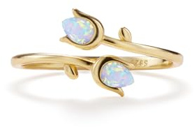 PERIMADE Vergoldeter Opal-Tulpenring für Frauen, hypoallergen, kleine Blume, offener Ring, Bypass-Ring, 925er Sterlingsilber, Schmuck, trendiges Geburtstagsgeschenk, Freundschaftsgeschenk, Mutter