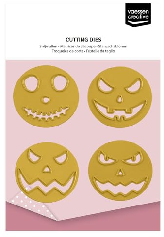 Vaessen Creative Stanzschablonen - Kürbis - 4 Cutting Dies von 4 x 3,5 x 3,5 cm - Bastelzubehör Herbst und Halloween für Stanzmaschine, DIY, Karten Basteln, Scrapbooking und Journaling
