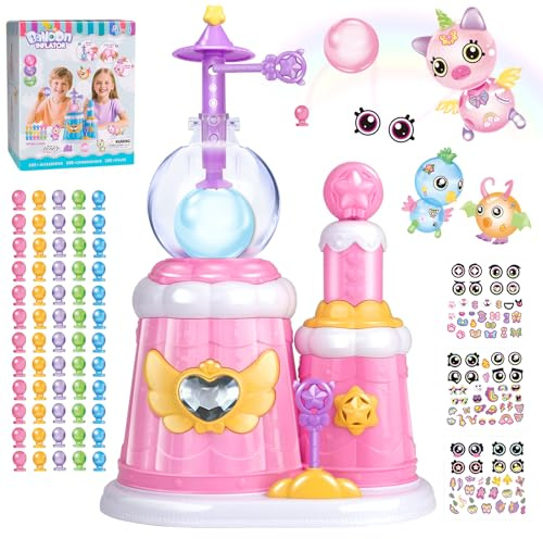 nicknack Pink Princess DIY Magic Sticky Balloon Kit for Kids, 195pcs Nano Tape Bubble Kit with Pump Make Your Own Magic Squishy Bubble Toy, Craft Kit Gift for Boys Girls Ages 3-12