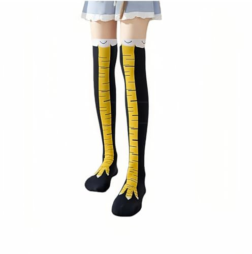 RyanDesign Chicken Leg Over-Knee Socks, 1 Pack, Novelty Cotton Stockings for Halloween Party, Unisex (Yellow)