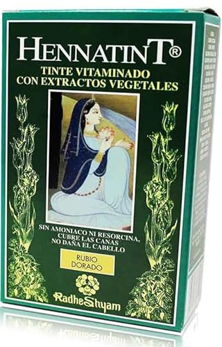 Hennatint Tinte Semipermanente Rubio Dorado 60ml Sin Amoniaco | Cubre Canas, Con Henna y Germen de Trigo, Color Natural y Brillante