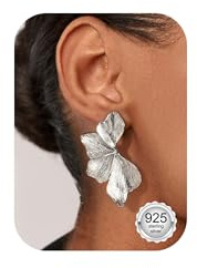 Chriscoco Orecchini Fiore Argento 925 Spillone Placcati Oro 14K Orecchini Statement Grandi Ipoallergenici Orecchino a Fiore Pendenti Donna Petalo Leggeri Gioielli Boho