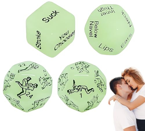Sex Würfel Paar, 4 Stück Nachtleuchtend 18-25Mm, Erotisches Set Mit 36 Positionen Für Erwachsene