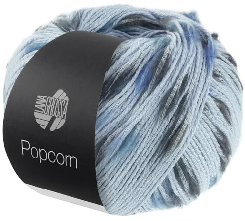 LANA GROSSA Popcorn | Effektnetzgarn gefüllt mit bunten, flauschigen Farbspots | Handstrickgarn aus 100% Baumwolle | 50g Wolle, Stricken & Häkeln | 125m Garn FB 6