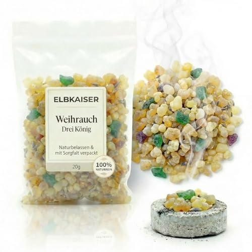 Weihrauch zum Räuchern – DREI König Kirchenweihrauch 20g | Hochwertiges Räucherharz - Rosenweihrauch - Frankincense Resin - Incense, Weihrauch Harz, akgünlük sakizi