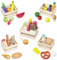 howa Kaufladen Zubehör aus Holz - 35-teiliges Kaufmannsladen Zubehör Set mit Obst, Gemüse, Backwaren, Milchprodukten, Fisch, Fleisch und EIS - in 5 Holzkistchen 14876