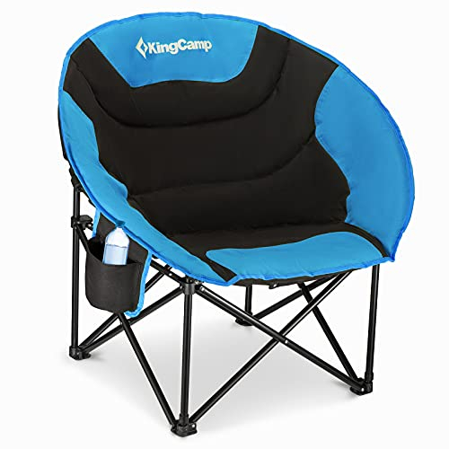 KingCamp Campingstuhl Faltbar Moonchair XXL Bequemer und Gepolstert max.205kg Belastung, Luxus Moonchair Campingstuhl Faltbarer mit Getränkehalter Hohe Rückenlehne für Garten Angeln Balkon Outdoor