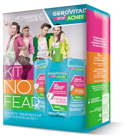 Gerovital Stop Acnee Pflegeset für Jugendliche, unreine Haut, 3-teilig | Reinigungsgel 150 ml, Sebum-Control Gel-Creme 50 ml & Ultra-Aktiv Pflege 15 ml, reinigt, mattiert und pflegt. Anti-Akne