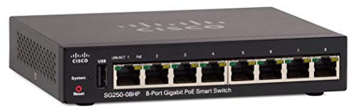 Smart Switch Cisco SG250-08HP con 8 porte Gigabit Ethernet (GbE) più PoE di 45 W, protezione limitata a vita (SG250-08HP-K9-EU)