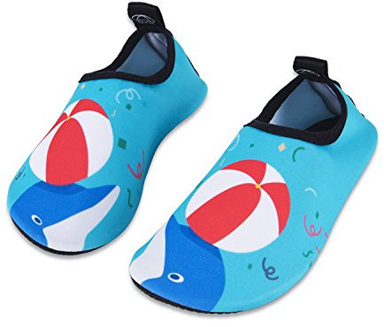 HMIYA Chaussures Aquatiques Enfants Filles Garçons Pieds Nus à séchage Rapide Chaussures d'eau pour Plage Piscine Surf Sport Aquatique(Vert Cq,18/19)