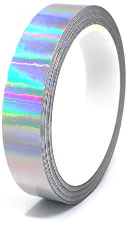 Finest Folia (0,79€/m) 10 Meter Hologramm Zierstreifen Basteln Möbel Auto Motorrad Modellbau Deko Dekorstreifen Klebestreifen selbstklebend DIY (Hologramm Silber, 12mm Breite)