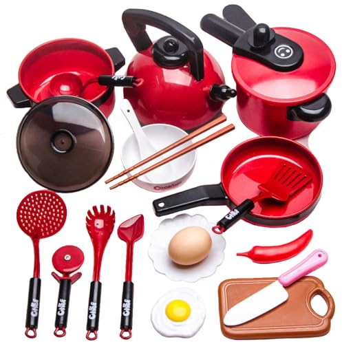 Juego de Cocina Juego de Cocina Accesorios de Juguete Utensilios de Comida Sartenes Ollas para niños Niñas Niños pequeños