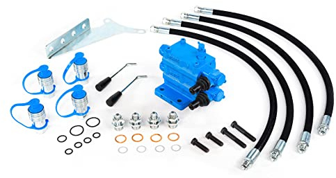 Spare Parts Holland Hydraulisches Doppel-Steuergerät Kit für Ford Traktoren 2000 3000 3600 3910 4000 4600 – 2-Wege Steuerblock doppeltwirkend mit Schläuchen, Kupplungen und Montagesatz