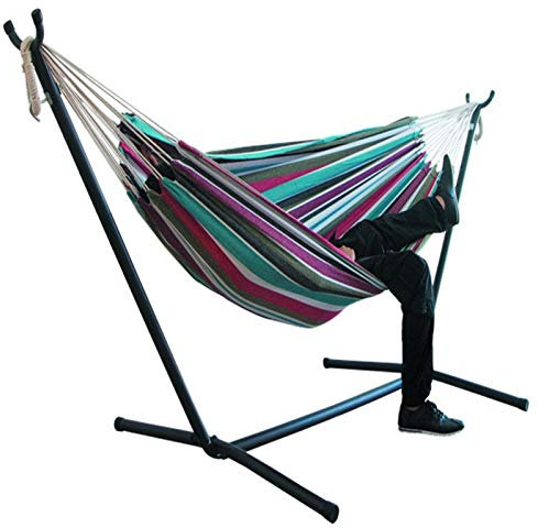 LIANYG Hängematte 200 * 150 cm Indoor/Outdoor Camping Hängematte Hängende Stuhl Haltbarer Komfort Dicker Leinwand Streifen Hängematten Swingstühle ohne Regal 661 (Color : Color 4)