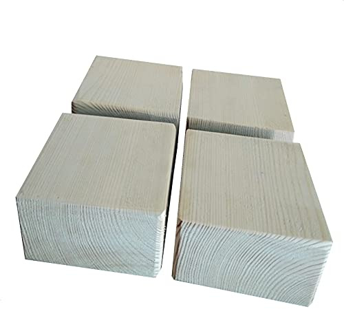 12x12cm Echt Holz Möbelerhöher Möbelerhöhung Betterhöhung Bed Riser Möbelfüße Möbelerhöhung Tischerhöher Elefantenfuß für Bett Tischbeine ​Sofafuss 4 Stück (3.8cm)