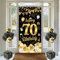 Banydoll 70. Geburtstag Deko, 70 Geburtstagsbanner für Männer und Frauen, Schwarzes und Gold Dekoration Banner Hintergrund, Extra Große Geburtstags Schild Poster für 70. Geburtstagsfeier Deko