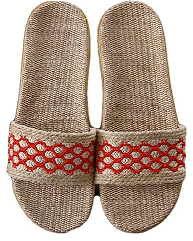 Zapatillas De Paja Para Zapatos Transpirables De Verano Para Mujer, Zapatillas De Piso Para El Hogar Para Mujer, Zapatillas Planas De Lino Para Mujer, Dormitorio Interior, Unisex, Par, Zapatos De L