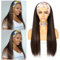Sapphirewigs Light Yaki glatte Haare Damen Stirnband Perücke highlight braun synthetische Stirnband Perücken Hitzeständige 26 Zoll