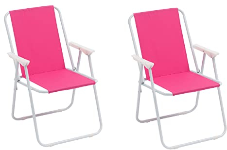 Baroni Home Klappstuhl für Meer, Strand oder Camping, Faltstuhl aus Leinwand, Outdoor-Stuhl mit bunten Armlehnen,Fuchsia, 52x44x76 cm (2 Stücke)