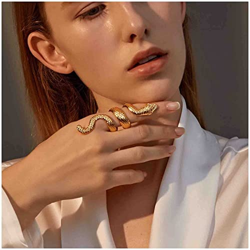 Cimenexe Punk Schlange Wrap Ring Vintage Viper Finger Ringe Gold Serpent Ring Gothic Schlange Aussage Ringe Tierschmuck Für Frauen Und Mädchen Halloween Geschenke
