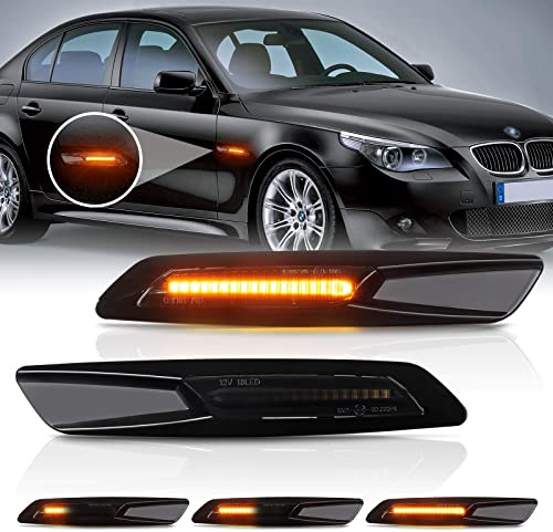 POPMOTORZ LED Dynamic Side Indicator BMW 1 Series E81 E82 E87 E88 3 Series E90 E91 E92 E93 5 Series E60 E61 X1 E84 X3 E83, Side Light Side Repeater Flowing with Canbus Error Free, 2 Pcs