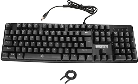 ciciglow Mechanische Gaming-Tastatur, 104 Tasten, Leise RGB-Tastatur mit Hintergrundbeleuchtung, Dyaus Mechanical Feel Keyboard für Windows PC, Hybrid Blue Switch
