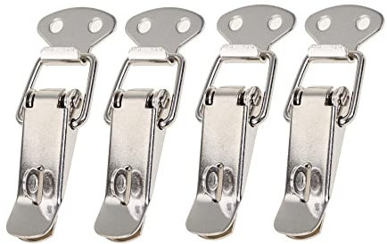 4 Stück 65mm Edelstahl Kippverschluss Haspe Knebelklemme mit Feder für Koffer, Werkzeugkasten, Schublade, Schrank, Brustkoffer(Mit Schloss)