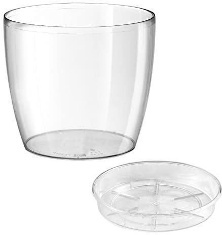 ECOMACETAS FLOWERPOT STORE Maceta de Plástico Transparente, Redonda para Orquídeas o Decoración (1, 16cm)