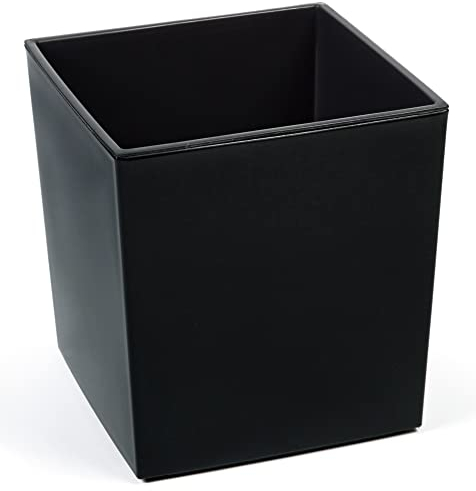 Tymar Blumentopf, Pflanzkübel, Übertopf, Blumenkübel aus Kunststoff, Gross, Quadrat, Glanz, Garten, Balkon, Terrasse, Haus (Schwarz, 25x25 cm)