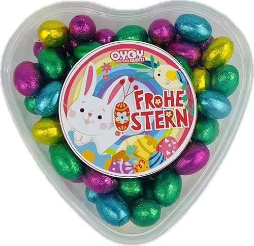 500g kl. bunte Ostereier aus Milchschokolade mit Haselnusscremefüllung I ca. 72 Stück I in Ostern-Geschenkbox I mini Schokoladeneier I Ostersüßigkeiten I Osterschokolade I Schokoladengeschenk Ostern