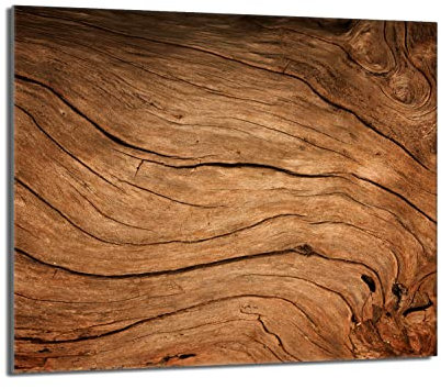 DarHaus Copri piano cottura induzione 60x52 cm copertura per piano cottura in vetroceramica 1 pezzi universale per piastre di cottura paraspruzzi tagliere in vetro temprato, Legno marrone