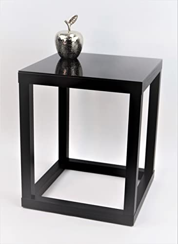 Beistelltisch, Couchtisch, Blumensäule, Dekosäule, Cube, Gestell Schwarz, Glas Schwarz, Verschiedene Größen (40 x 40 x Höhe 40cm)