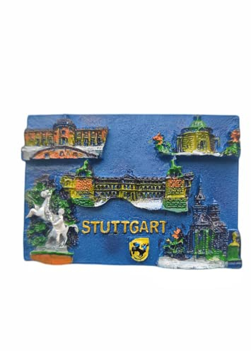 Stuttgart Deutschland Kühlschrankmagnet Reise Souvenir Kühlschrank Dekoration 3D Magnetaufkleber Handbemalt Bastelkollektion