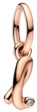 Rosa d’oro Ciondolo con Lettera L Dell'alfabeto in Argento Sterling 925 Charm Bead con A alla Z Pendente con Zirconia Cubica Compatibile con Pandora e Europei Bracciale Collane da Donna