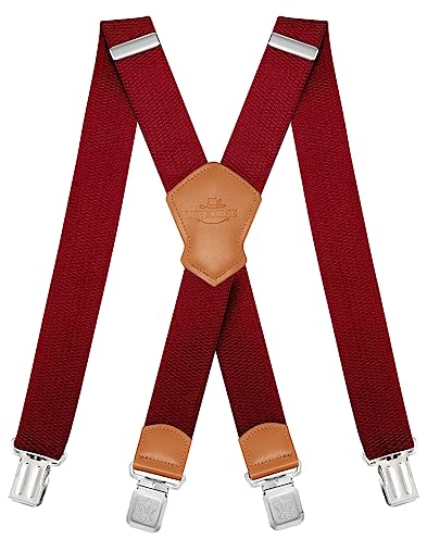 Dresime Bretelles Homme Larges Réglable Élastique Extra Fort 4 Robuste Clips, pour Hommes et femmes avec en forme X Design et Sangles Extra Larges -4cm