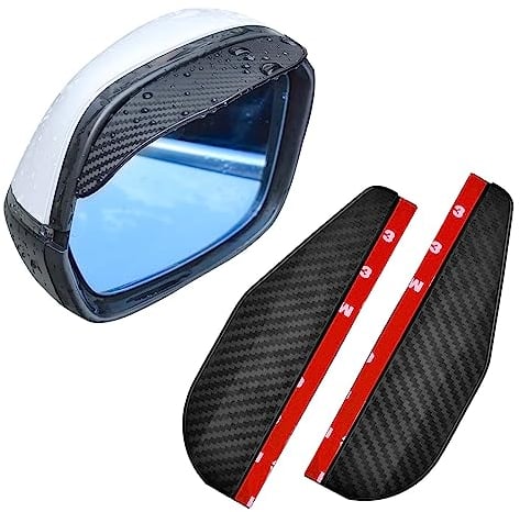 Cuayaes 2 Piezas de Lluvia para Espejo Retrovisor Coche, Accesorios CocheTuning Universal Fibra de Carbono Parasol para Espejo Retrovisor Visera la mayoría de Coches y Camiones