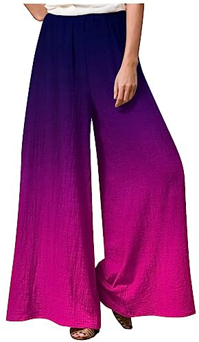 Stoffhose Damen Einfarbig Lose Yogahose Blumenmuster Latzhose Hohe Taille Stoffhose Casual Einfarbig Weite Stoffhose Baumwolle Leinen Palazzo Hosen Lässig Sporthose Frauen,Purple,4XL