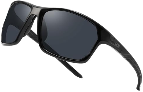 ULTR Sonnenbrille Herren Polarisiert RAYZ - Sport Sonnenbrille für Damen - Bequeme Sportbrille Verspiegelt für Fahrrad, Sport, Laufen, Retro Sunglasses Men (Schwarz (Schwarzes Glas))