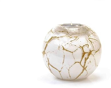 Mini Urne Teelichthalter - Weiß mit Blattgold 14cm - Urne - Urne Hund - Urne Katze - Hunde Urne - Mini Urne - Urne fur Hunde - Katzen Urne - Asche Urne - Urne klein - Tierurne - Kleine Urne