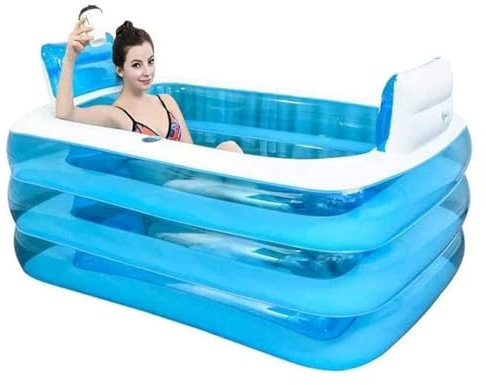 TIOCA Tubes De Bain Gonflables Portables for Adultes, Baignoire Gonflable Pliante avec Baignoire De Trempage À Pompe À Air, Baignoire Épaissie De Grande Taille, 150 × 108 × 47 Cm Rangement Pratique