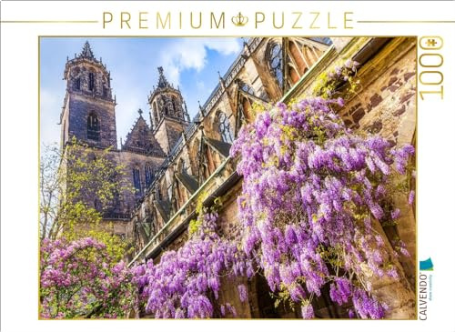 CALVENDO Puzzle Blühender Blauregen im Kreuzgang des Magdeburger Doms | 1000 Teile Lege-Größe 64 x 48 cm Foto-Puzzle für glückliche Stunden