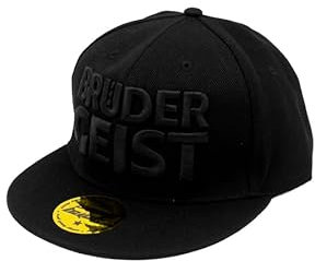 Brüdergeist Snapback Cap | Baseball Cap | schwarz/schwarz| Einheitsgröße verstellbar | 3D-Logo-Stick | Cooles Accessoire