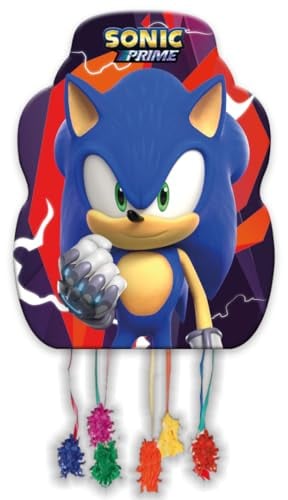 BeenSmile, PIÑATA MEDIANA SONIC PRIME, Artículos para Fiestas, Piñata para Rellenar con Juguetes o Chuches, Decoración de Fiestas Infantiles, Cumpleaños y Celebraciones, 33x46 Cm