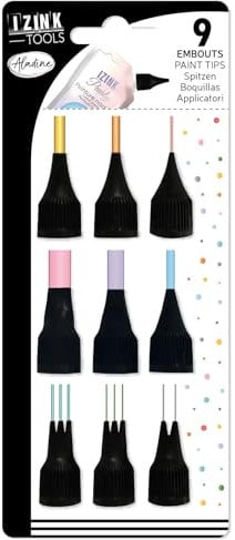 Aladine 80812 Set mit 9 Aufsätzen für Izink Farbflaschen, Schwarz, x6, 6 stück