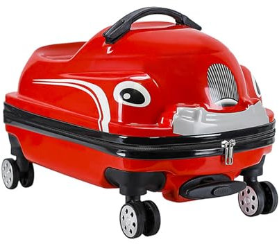MIZHAO 20 Kinder Ride-on Reise Koffer Draw Bar Box Mit Rädern Tragbare Auto Trolley Koffer Auto Design für Jungen und Mädchen(Size:50 * 31 * 33cm,Color:Rot)
