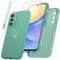 Coque Compatible avec Samsung Galaxy A15 5G / 4G et 3 Pièces Verre Trempé Protection Écran + 1 Cordon, Souple TPU, Anti-Empreintes et Anti-Rayures Housse - Vert